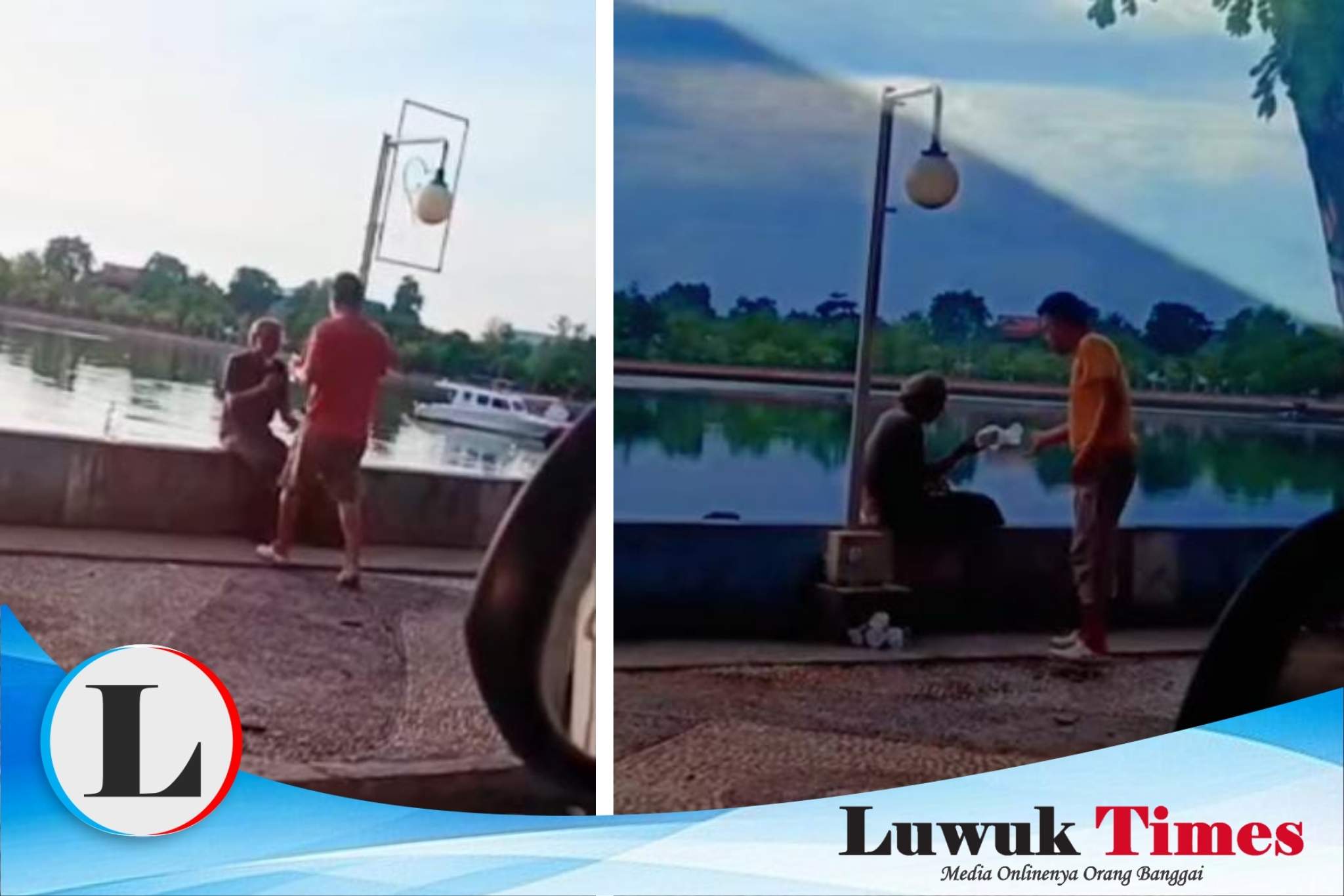 Fadly AKTOR saat menyambangi sekaligus memberikan makanan kepada Sofyan Yamani, saat mangkal di tembo derita