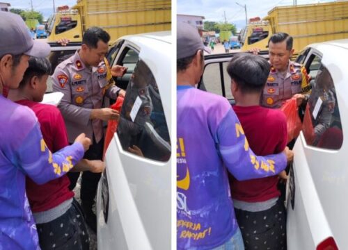 Kabagops Polres Banggai Berbagi Nasi Kotak di Pelabuhan Rakyat Luwuk