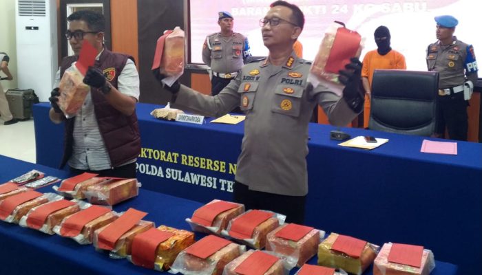 Polda Sulteng Ungkap Kasus Narkotika Jaringan Internasional Malaysia-Indonesia 24 Kg Sabu Disita