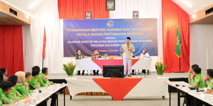 Menteri Nusron Sampaikan Soal Penguatan Sistem dan SDM di Hadapan Jajaran Kanwil BPN Provinsi Sulut