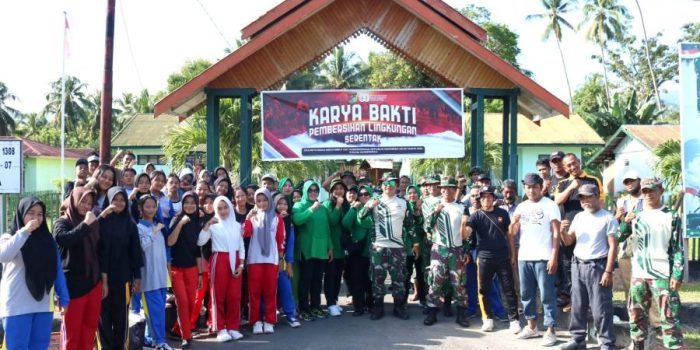 Gandeng Masyarakat dan Pelajar, Koramil 1308-07 Pagimana Gelar Karya Bakti