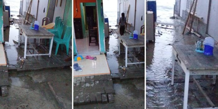 Warga Bungin Luwuk Minta Dibangunkan Tanggul, Ombak Kencang Terjang Rumah Penduduk