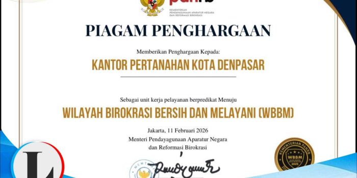 Bukti Pelayanan Publik yang Bersih dan Akuntabel, Kantah Kota Denpasar Raih Predikat WBBM