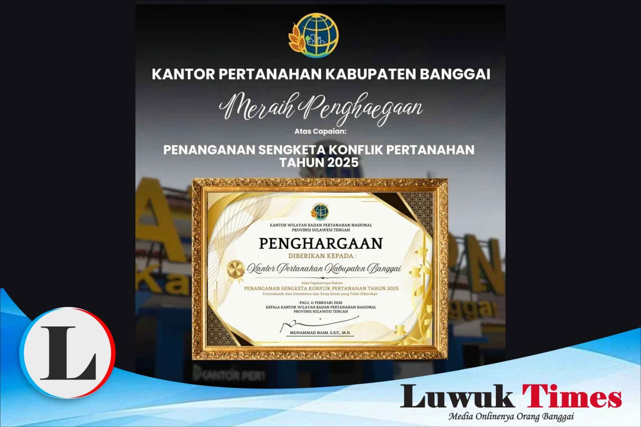 Penghargaan penanganan sengketa konflik pertanahan 2025