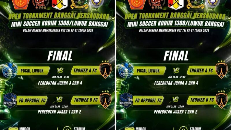 Final Open Tournament Banggai Bersaudara: Malam Ini FD Apparel FC Tantang Thower B FC
