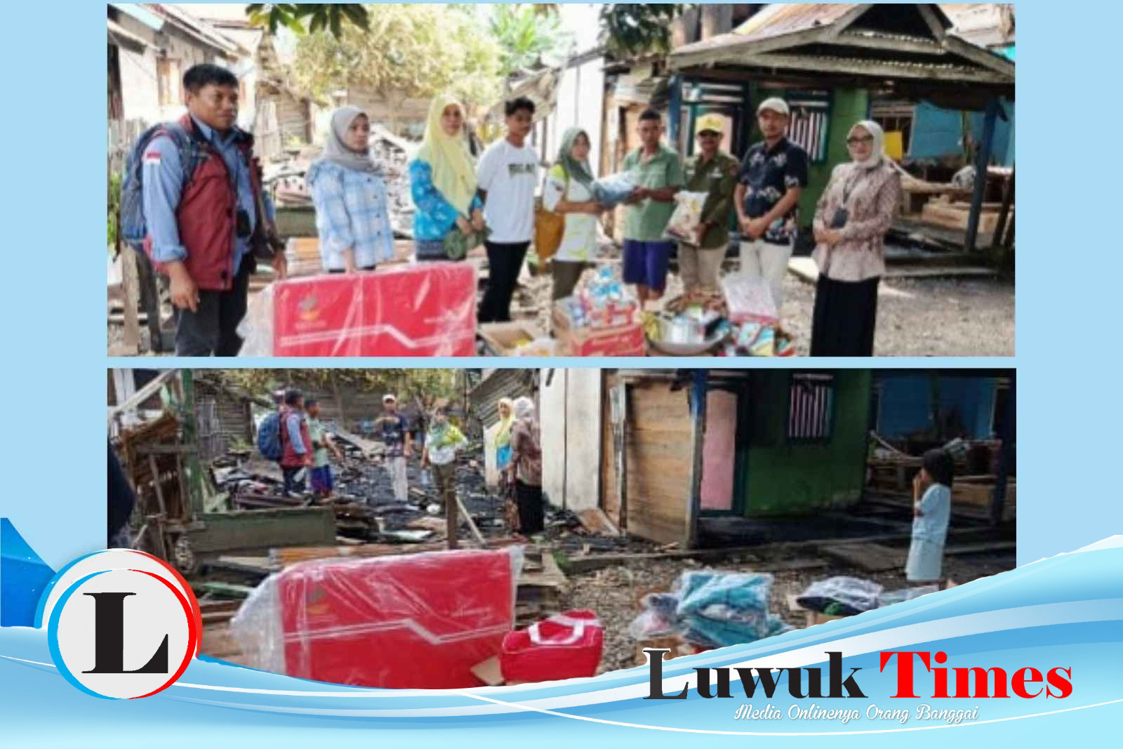 Bantuan Dinas Sosial Banggai kepada dua warga Kelurahan Sisipan yang rumahnya terbakar, Kamis (12/2/2026) pagi.