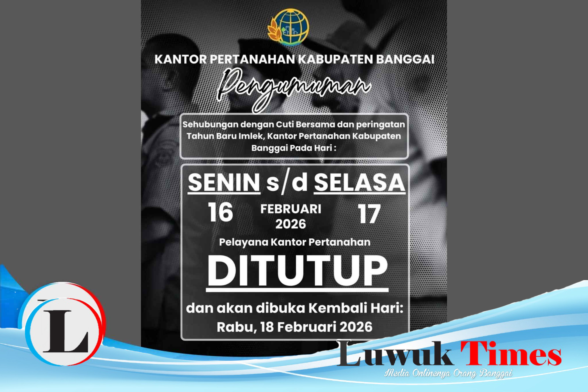Pelayanan Kantor Pertanahan Banggai tutup sementara