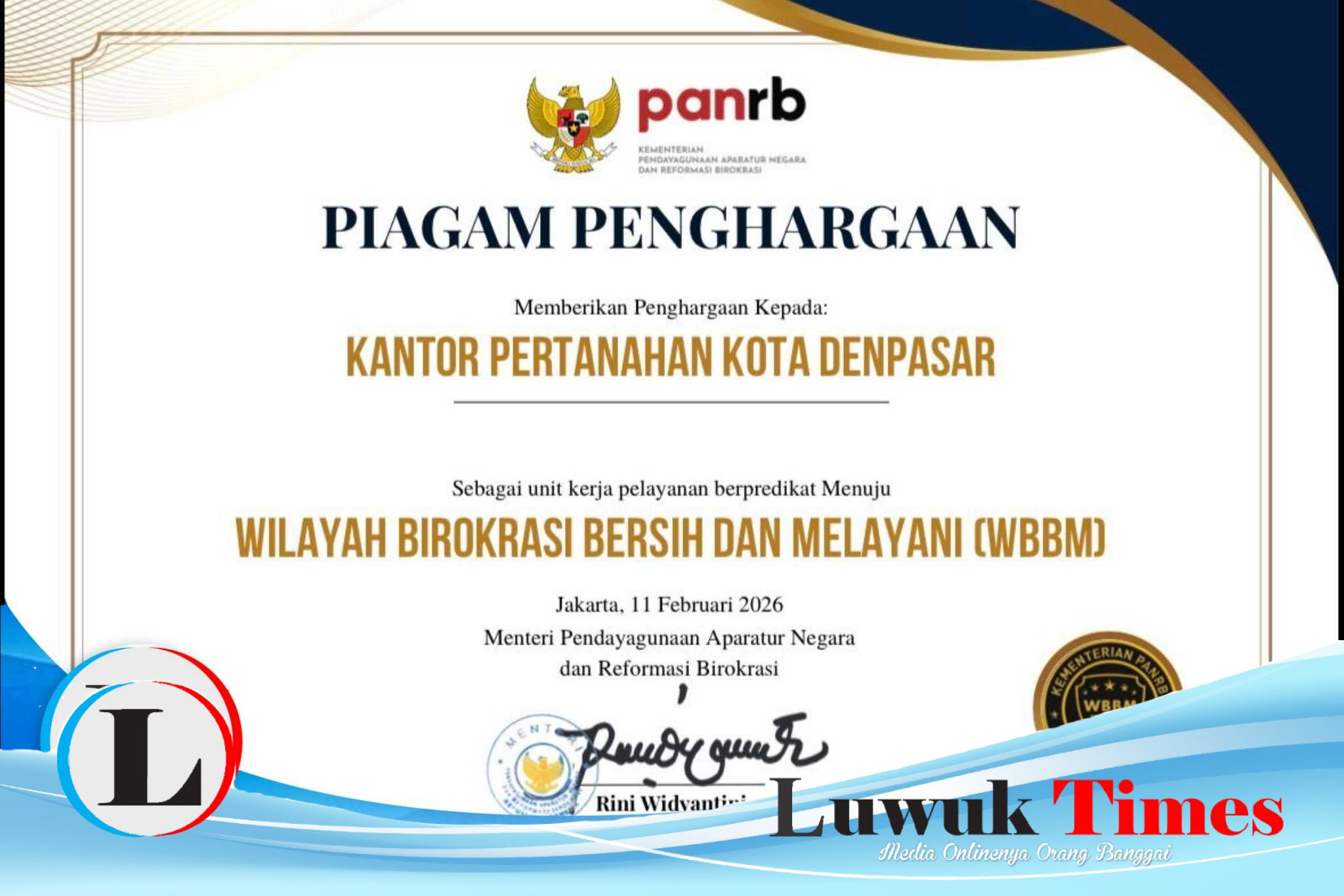 Kantah Kota Denpasar meraih predikat WBBM