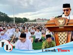 Idulfitri Perdana di Lapangan Mirqan, Bupati Banggai Amirudin Serukan Persatuan dan Akhiri Sekat Politik