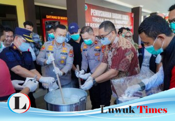 Disaksikan Kajari, Kalapas dan Bea Cukai, Polresta Banggai Musnahkan Narkoba